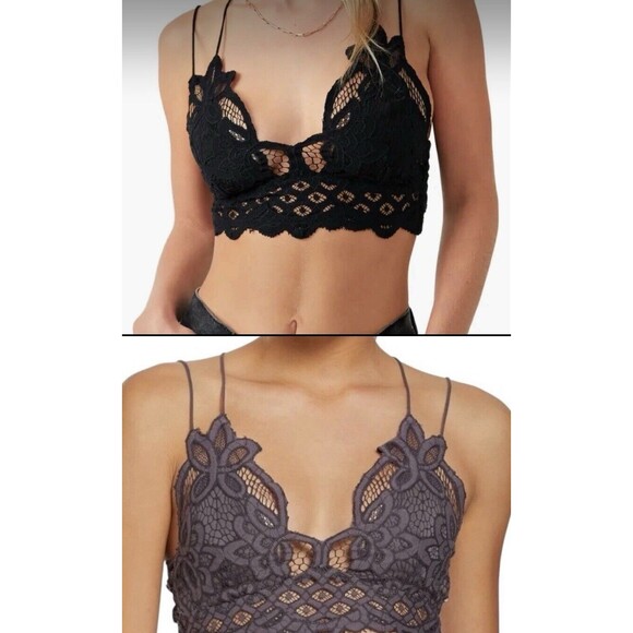 Free People Other - 2 NWT FREE PEOPLE ADELLA BRALETTE F16M00206 EMBROIDERED BLACK + GRAY SIZE S